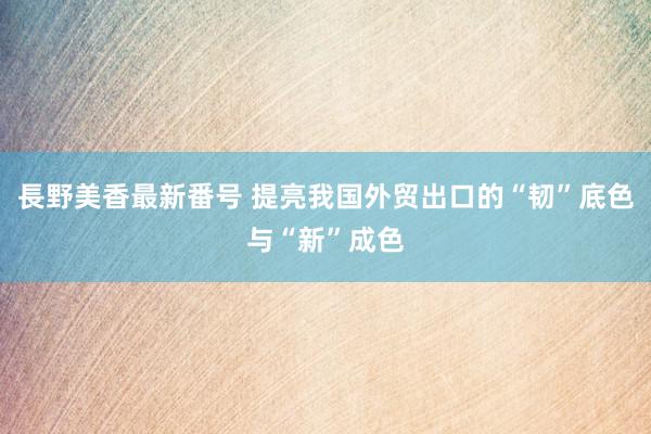 長野美香最新番号 提亮我国外贸出口的“韧”底色与“新”成色