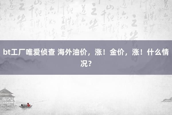 bt工厂唯爱侦查 海外油价，涨！金价，涨！什么情况？