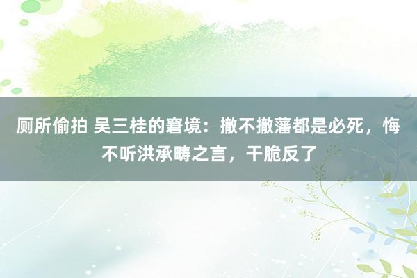 厕所偷拍 吴三桂的窘境：撤不撤藩都是必死，悔不听洪承畴之言，干脆反了