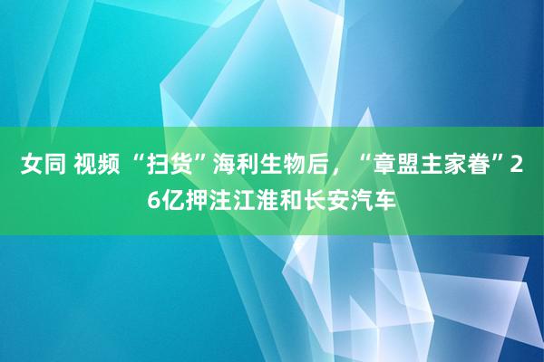 女同 视频 “扫货”海利生物后，“章盟主家眷”26亿押注江淮和长安汽车