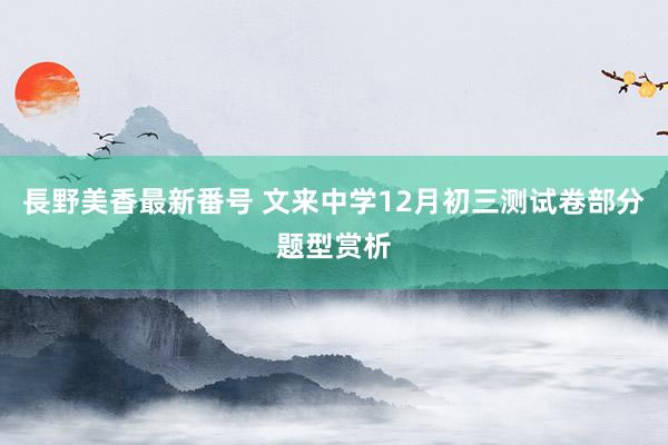 長野美香最新番号 文来中学12月初三测试卷部分题型赏析