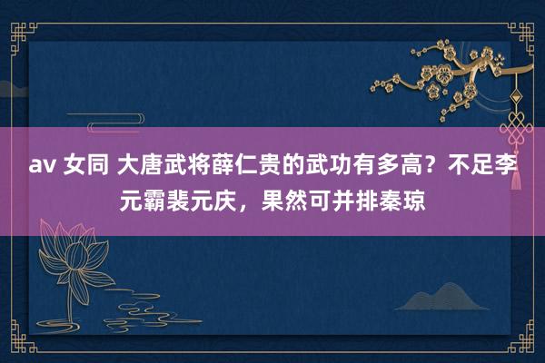 av 女同 大唐武将薛仁贵的武功有多高？不足李元霸裴元庆，果然可并排秦琼